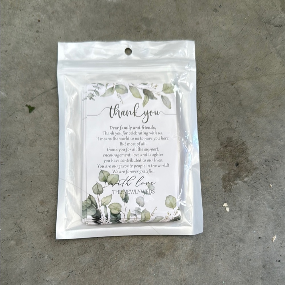 Wedding Elegant Thank You Card Set with Greenery Design (25 Cards)